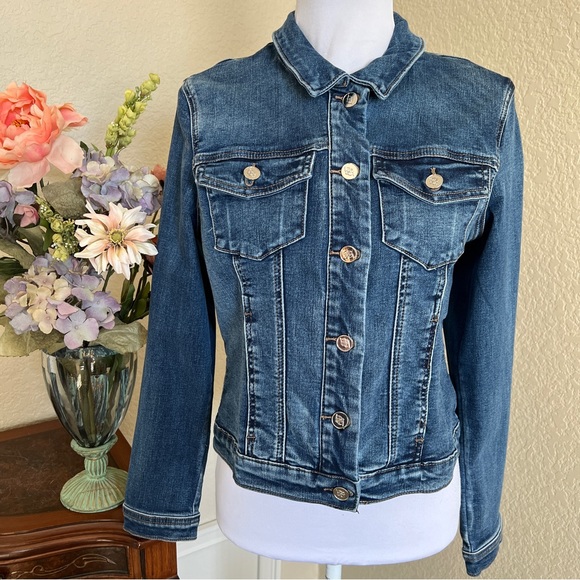bebe Cropped Bling Denim Jacket - Picture 2 of 16